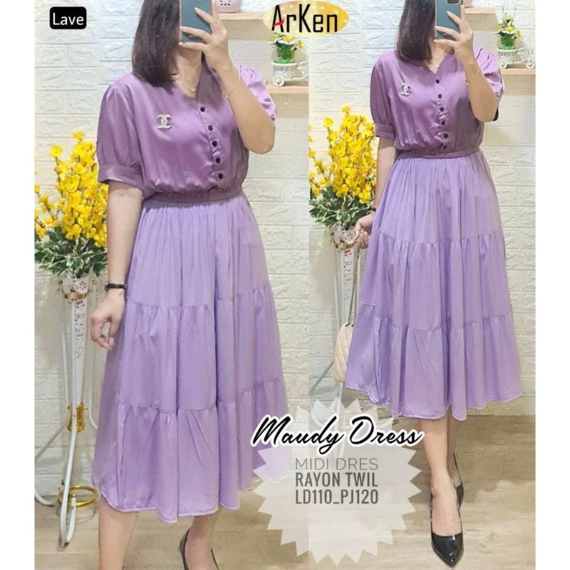 Midi dress rayon twil torino/maudy dress wanita busuy frendly