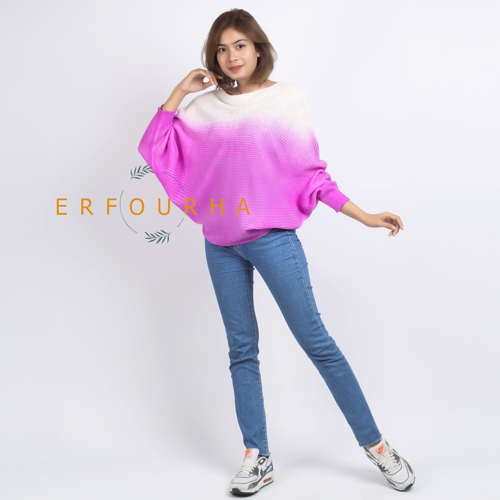 batwing two colors | sweater oversize | blouse rajut | lasperal fashion wanita | pakaian wanita