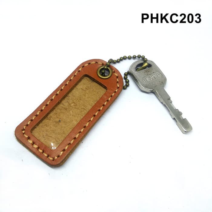 

Gantungan kunci nama kulit asli name tag key label tan PHKC203