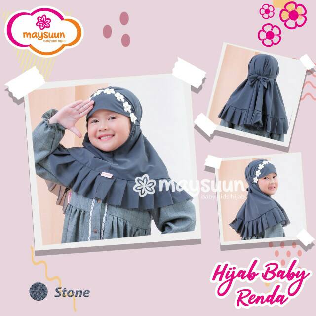 Hijab baby renda anti gerah warna stone by maysuun baby kids hijab