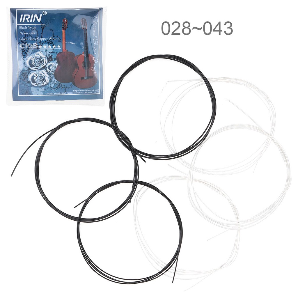 6pcs / set Senar Gitar Klasik 028-043 Inci Inti Baja Lapis Perak Tembaga Alloy Dengan Inti Nilon