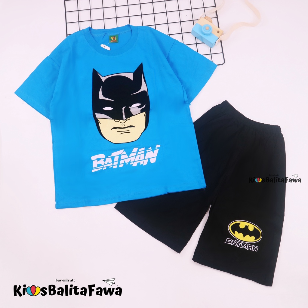 Setelan Pendek SuperHero Uk 9-10 Tahun / Kaos Murah Anak Laki Cowok Celana Pendek Baju Karakter