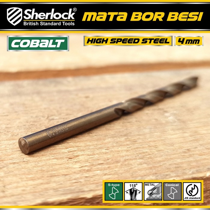 Mata Bor Besi 4 mm / Sherlock JIS Standard High Speed Steel Cobalt (1 Pcs)