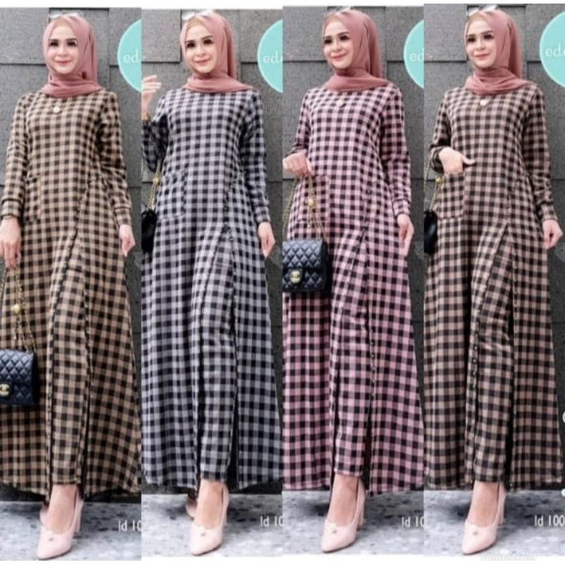 fhasion  wanita-stelan gamis kotak slimfit premium import-termurah/terbaru/terlaris