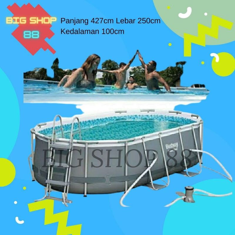 BESTWAY KOLAM RENANG PORTABLE KOLAM RENANG ANAK JUMBO PRISM FRAME OVAL POOL 4 METER
