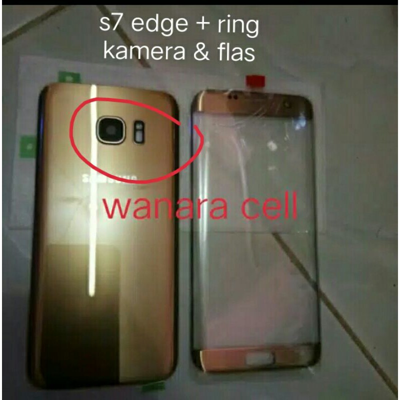 kaca lcd dan backdoor back door fullset samsung S7 edge G935 original ada kaca kamera flas gold