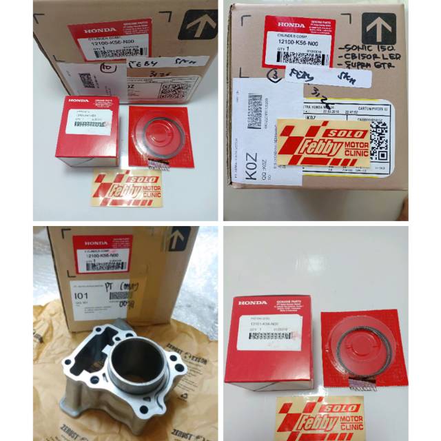 PAKET CYLINDER BLOK SEHER-RING SEHER HONDA CB150R LED-SUPRA GTR-SONIC 150 ORIGINAL AHM 12100-K56-N00