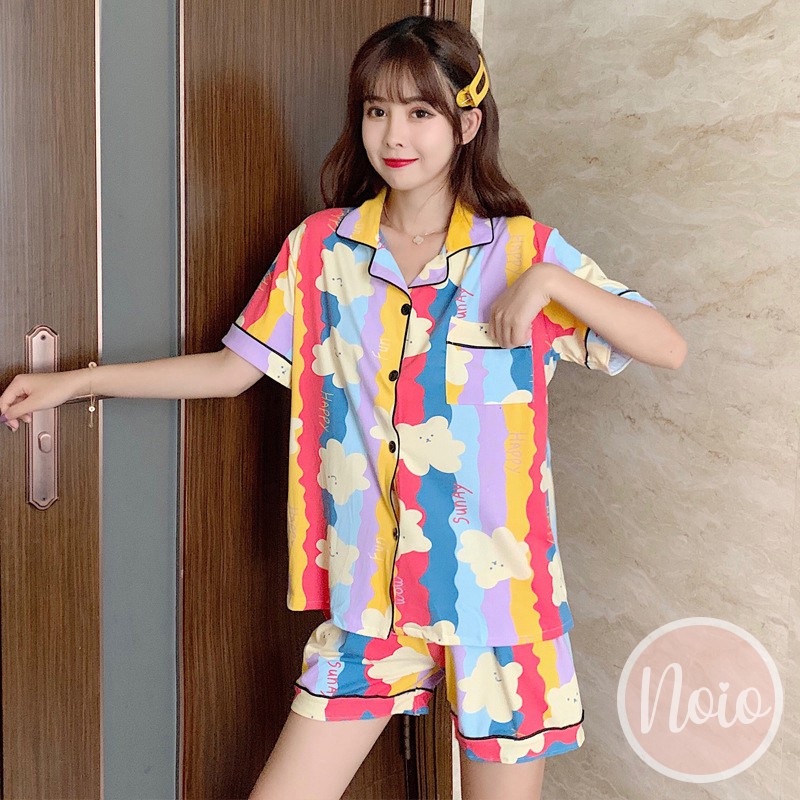 BAJU TIDUR WANITA LENGAN PENDEK CELANA PENDEK KOREA SHORT SLEEVE PANS PIYAMA WANITA DEWASA IMPORT ONE SET - SSP MIX1-2