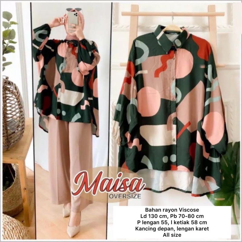 MONOCHROME OVERSIZE BLOUSE MOTIF - ATASAN RAYON FULL KANCING JUMBO / ATASAN RAYON KOMBINASI-MEISA OVERSIZE