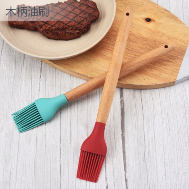 KUAS SILIKON GAGANG KAYU | SILIKON BRUSH WOODEN HANDLE