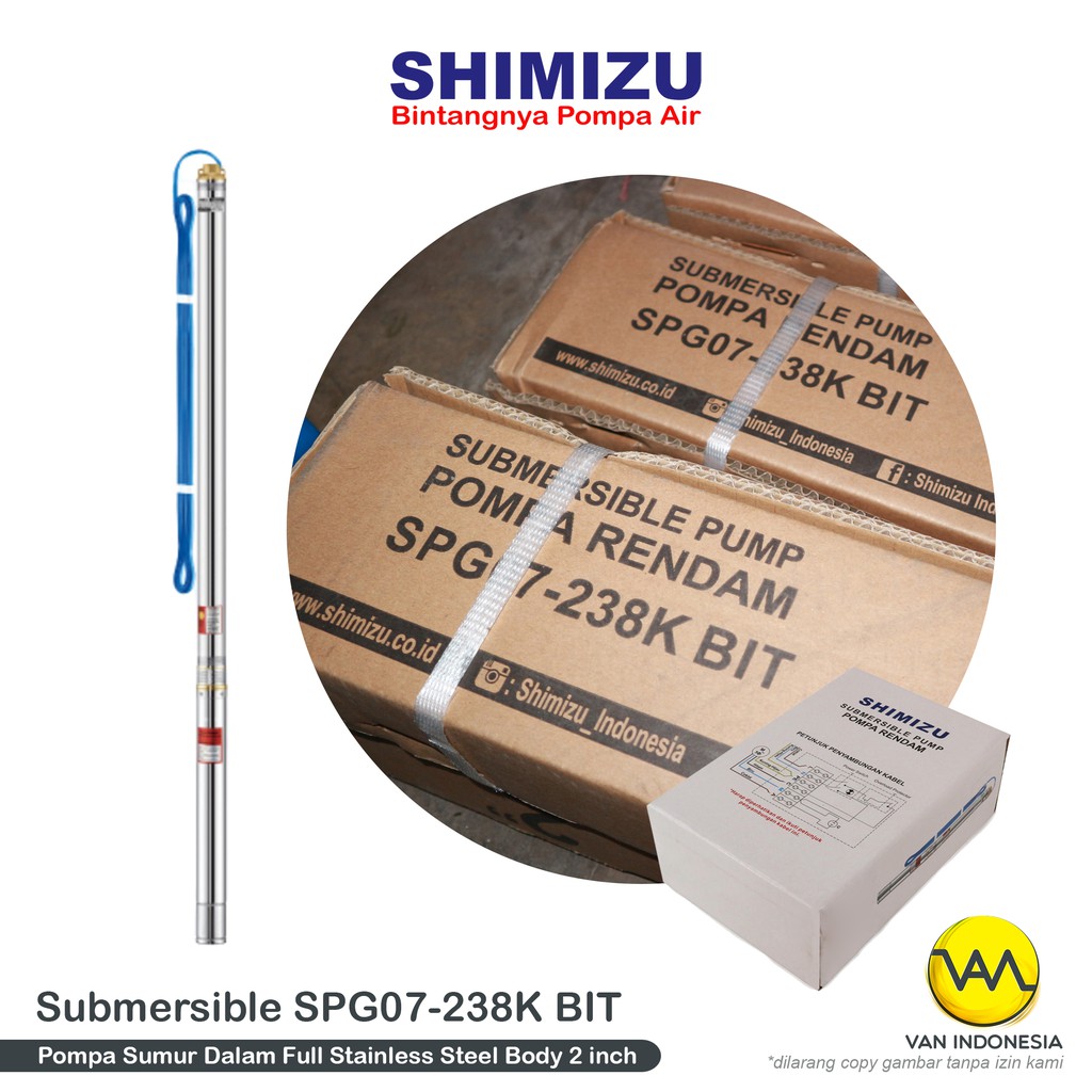 Shimizu Pompa Air Submersible Pompa Air Tanam Shimizu SPG07-238K BIT + Kabel 30m
