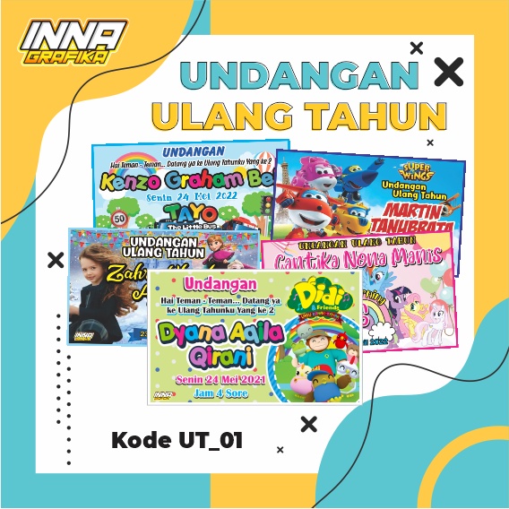 UNDANGAN ULANG TAHUN ANAK / TEMA DIDI / TAYO / FROZEN / LITTLE PONY / SUPER WINGS / CUSTOM REQUEST T