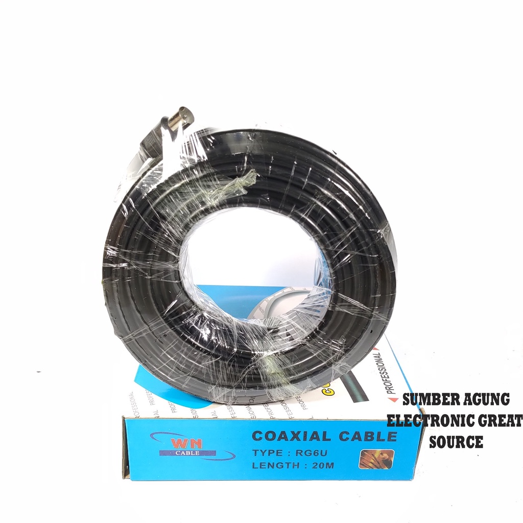 WN Kabel Antena 20M 20 Meter Coaxial Cable Anten Profesional Dengan Dus