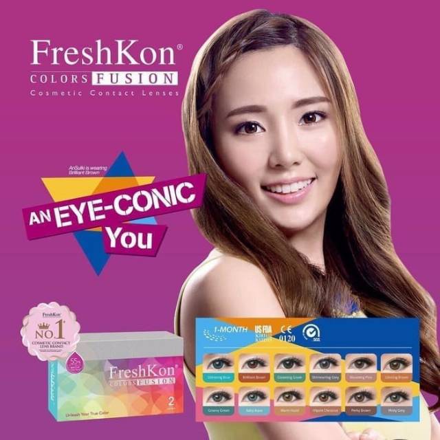 Softlens bulanan freshkon color fusion/soflen warna bulanan FRESHKON C.F/soflens normal s/d -8.00