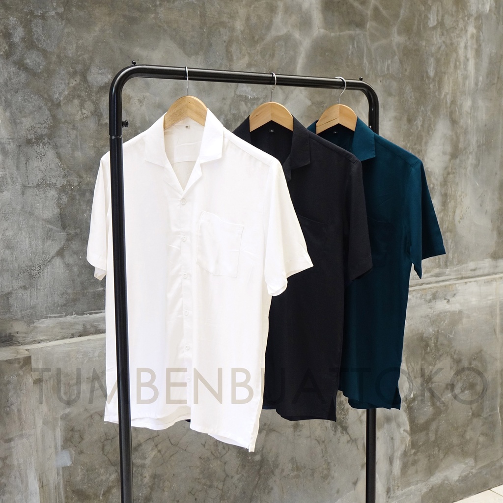 KEMEJA POLOS - KEMEJA PRIA - KEMEJA HAWAIAN POLOS - CLASSIC SHIRT - KEMEJA PANTAI - RAYON - BOWLING 