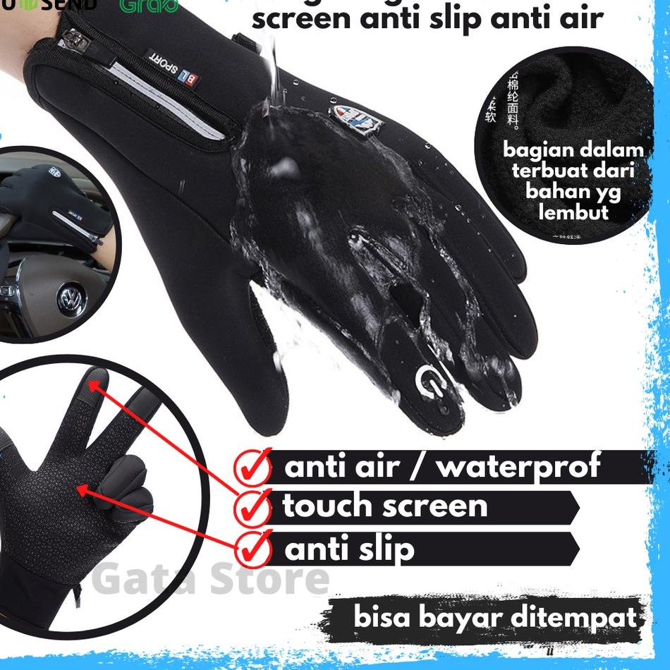 Hadir Terpopuler sarung tangan motor touch screen anti slip anti air pria wanita