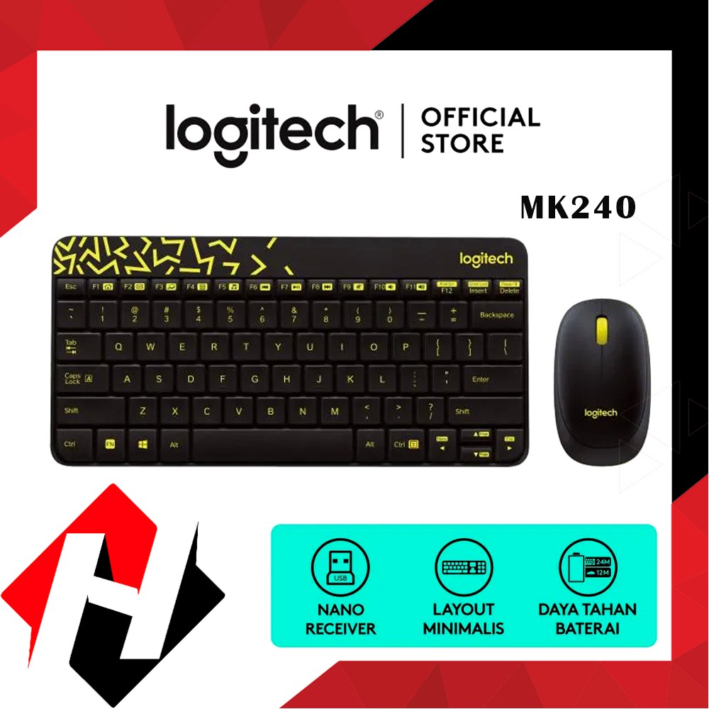 Keyboard + Mouse Wireless Logitech MK240 / Keyboard Mouse Wireless Murah