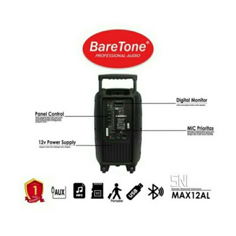 Portable Speaker wireless Baretone Max 12AL speaker