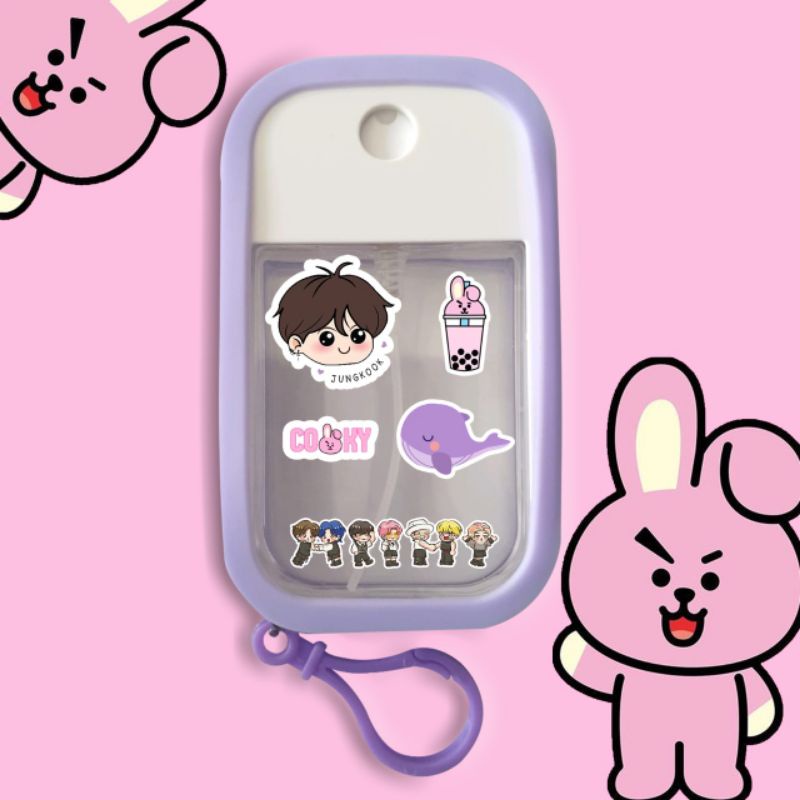 POUCH HAND SANITIZER BTS SPRAY SILICON/TEMPAT+ISI HAND SANITIZER BTS PLASTIK SILICON