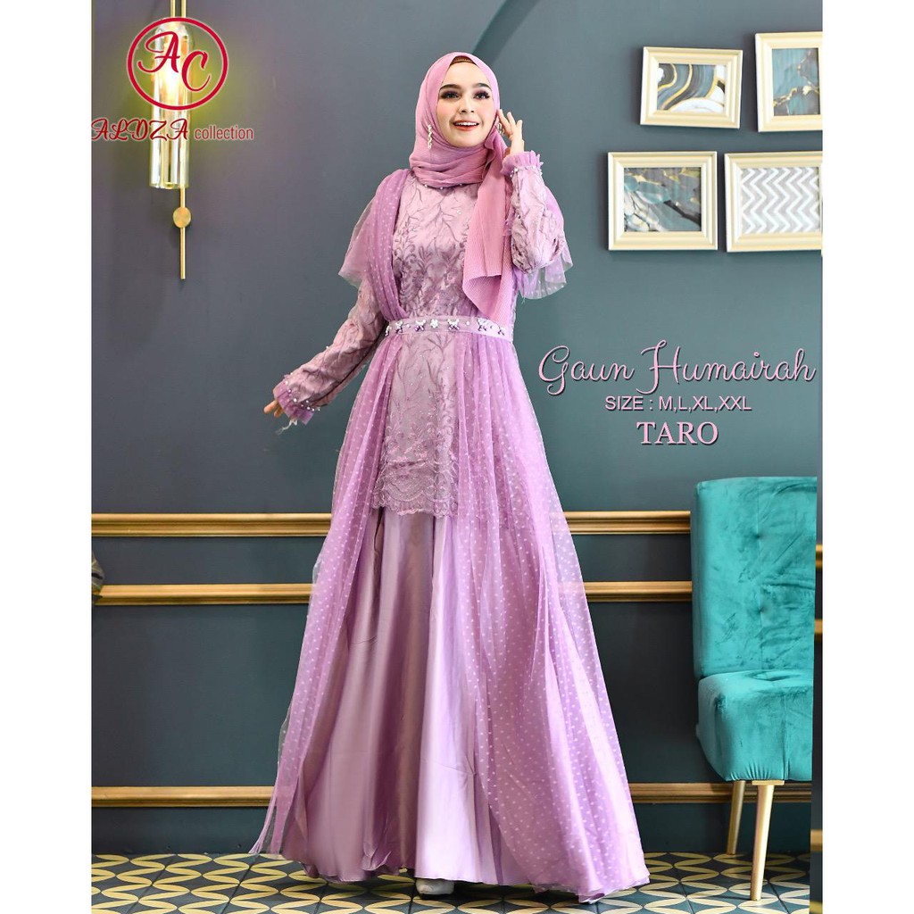 LONG GAMIS TULLE MUTIARA BORDIR / GAMIS PESTA / GAMIS HUMAIRAH