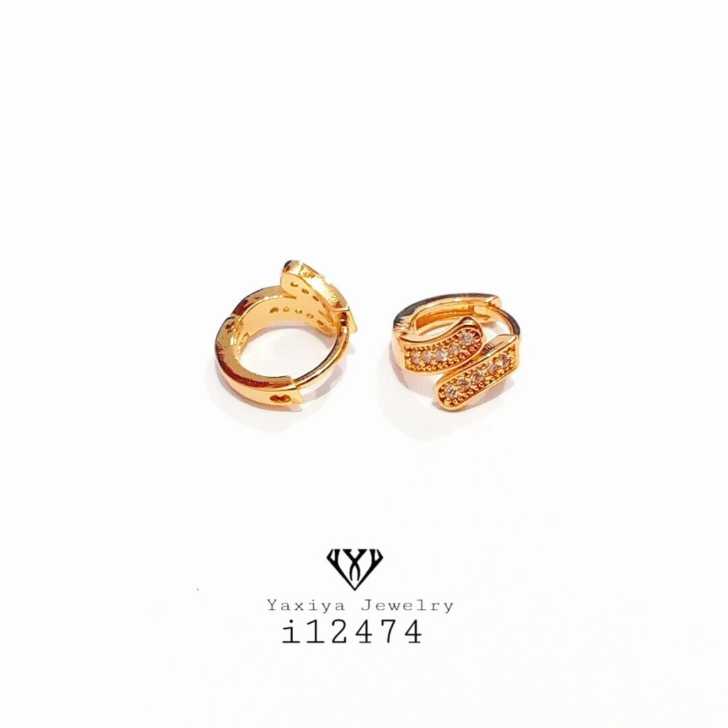 Yaxiya Anting Wanita Permata Perhiasan Lapis Emas 18k 254-1