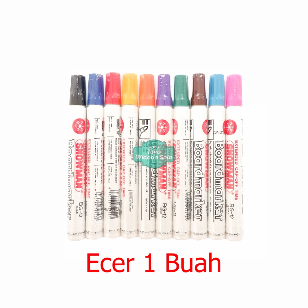 

1 BUAH Spidol Whiteboard Snowman Marker BG12 Hitam Merah Biru White Board