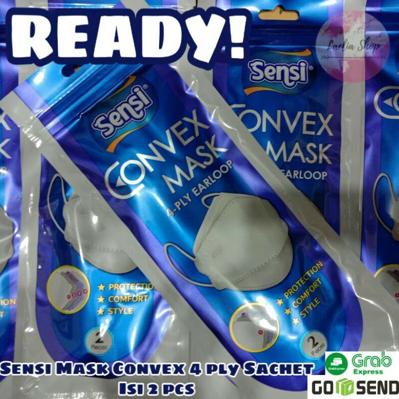 Masker SENSI MASK Convex 4 ply SACHET isi 2 pcs model EVO bukan Sensi Duckbill Original