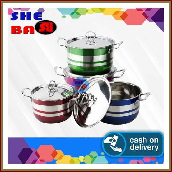 Panci Teflon 1 Set 3 Pcs 1042-Panci Teflon Set 3 / Panci Set / Panci 3 Panci Warna Warni Set 4Pcs C