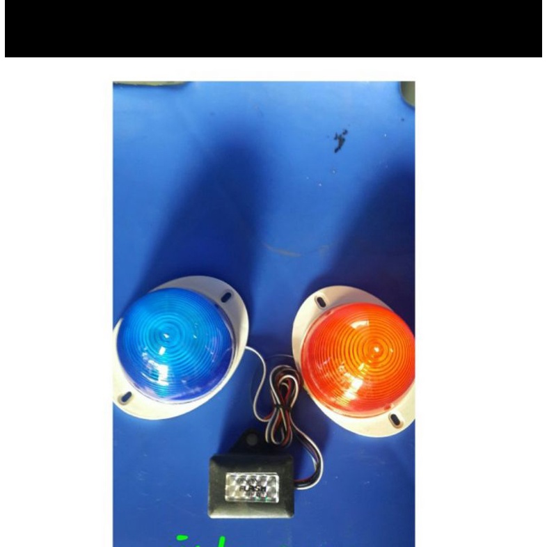 Lampu variasi motor bulat- lampu blist bulat isi 2 pcs kaca biru merah