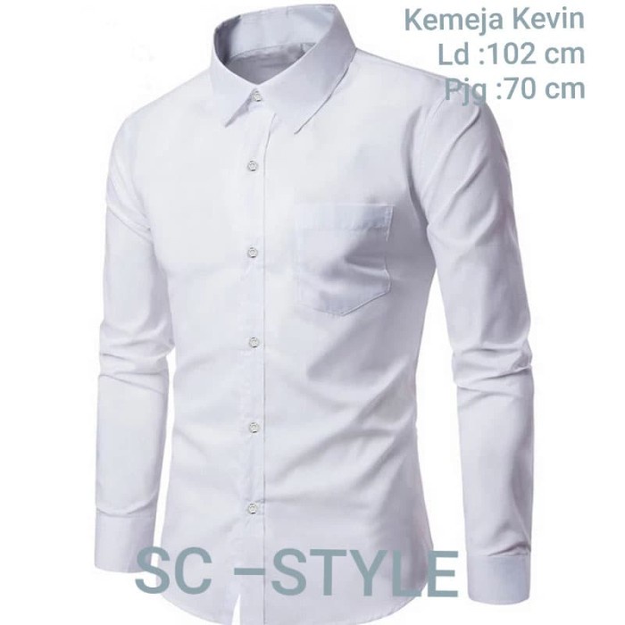 Koko/Stanley Adams/Kerah Shanghai/Kemeja Formal Pria/Lengan Panja DQ222 [Kemeja Kevin Polos Putih S