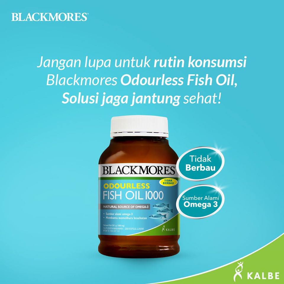 Blackmores ODOURLESS FISH OIL 1000 mg BPOM Kalbe - OFO 90 / 200 Kapsul Softgel - Minyak Ikan 1000mg