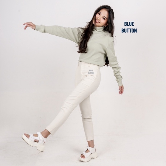 BlueButton Celana Putih Panjang Wanita Smart Chino Ankle Pants Kekinian Slim Basic Daily Wear