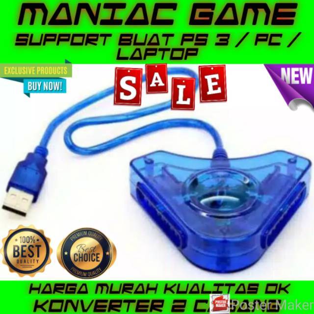 KONVERTER CABANG STIK PS 2 TO PS 3 / PC / LAPTOP