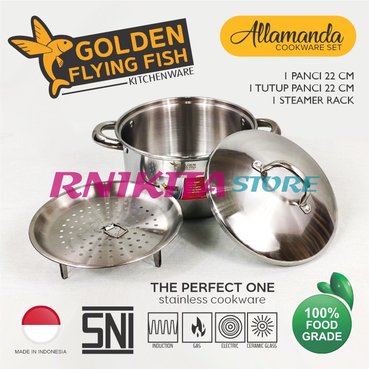 ALLAMANDA PANCI COOKWARE SET STAINLESS FOOD GRADE - Golden Flying Fish