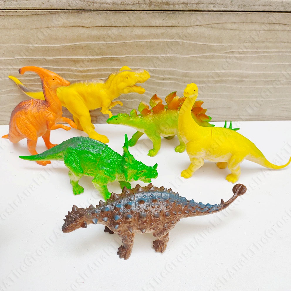 Happy Animal World Dinosaurs Q602 ISI 6 Mainan Miniatur Jurassic Dino Dinosaurus