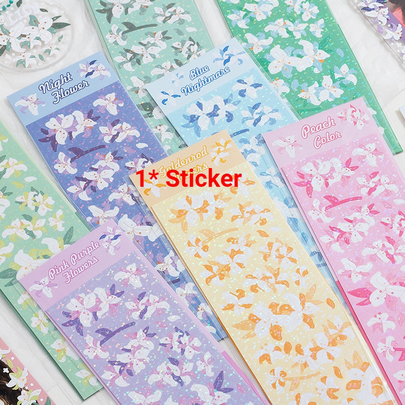 Lily Stiker Motif Tanaman Untuk Dekorasi Buku Catatan / Scrapbook DIY