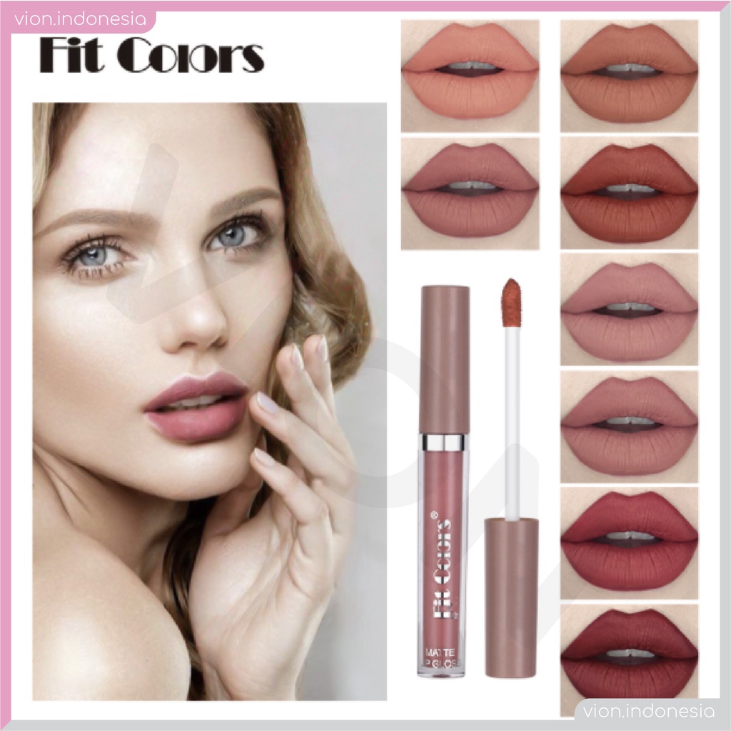 FIT COLORS Matte Color Lipstick Lip Glaze Lip Gloss Tahan Lama Lipstik Original FC009