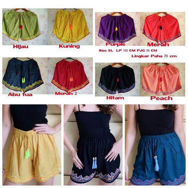 Celana Pendek Polos Bordir - Celana Polos Pendek Bordir Bali