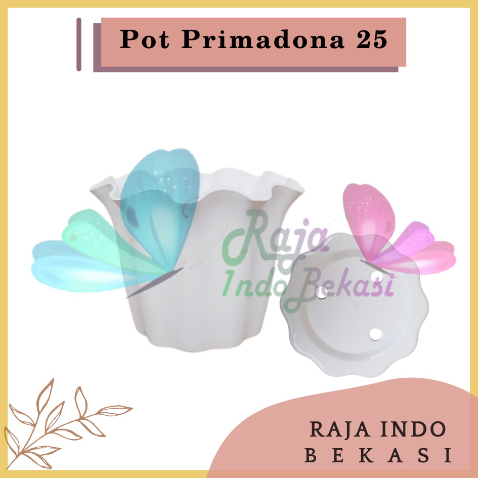 Rajaindobekasi Pot Shallom Primadona 25 Putih - Pot Bunga Plastik Putih Cantik Tebal Gelombang Bagus Pot Primadona 15 20 25 30 35 40 Putih Pink Hitam