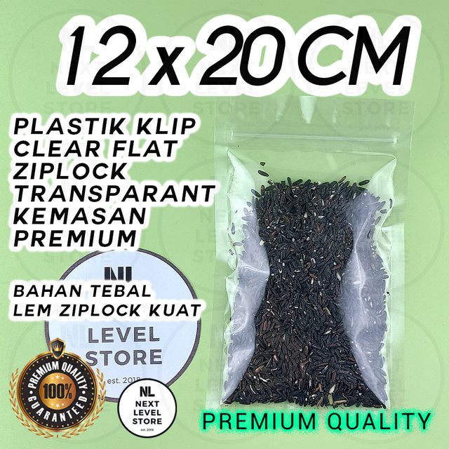 Plastik Klip CLEAR FLAT 12x20 cm Ziplock Kemasan Transparant Premium