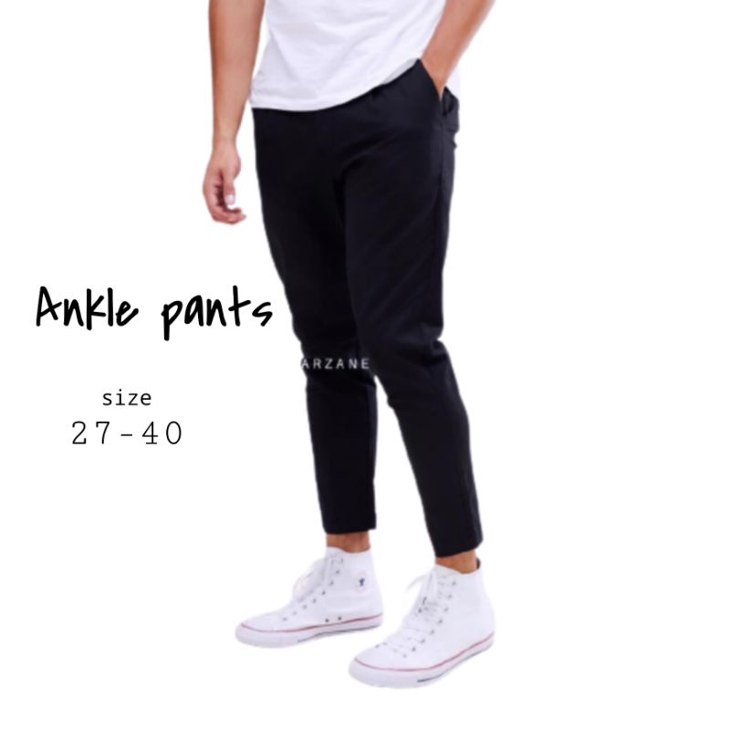 CELANA CHINO Ankle pants Panjang pria Slimfit KERJAHARIAN Santai Kasual Formal Hitam Abu Cream Mocca