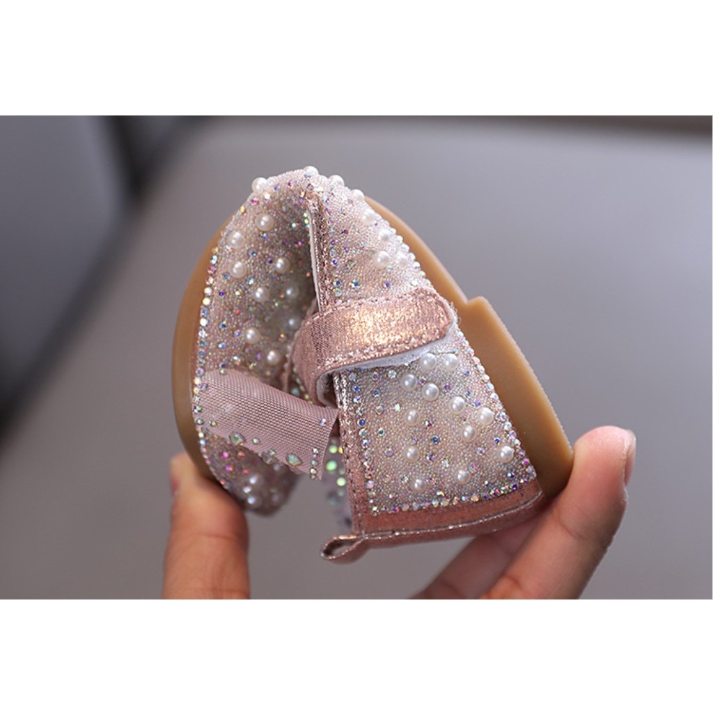 SH1-Sepatu Pesta Anak Perempuan Import Mutiara Sparkling