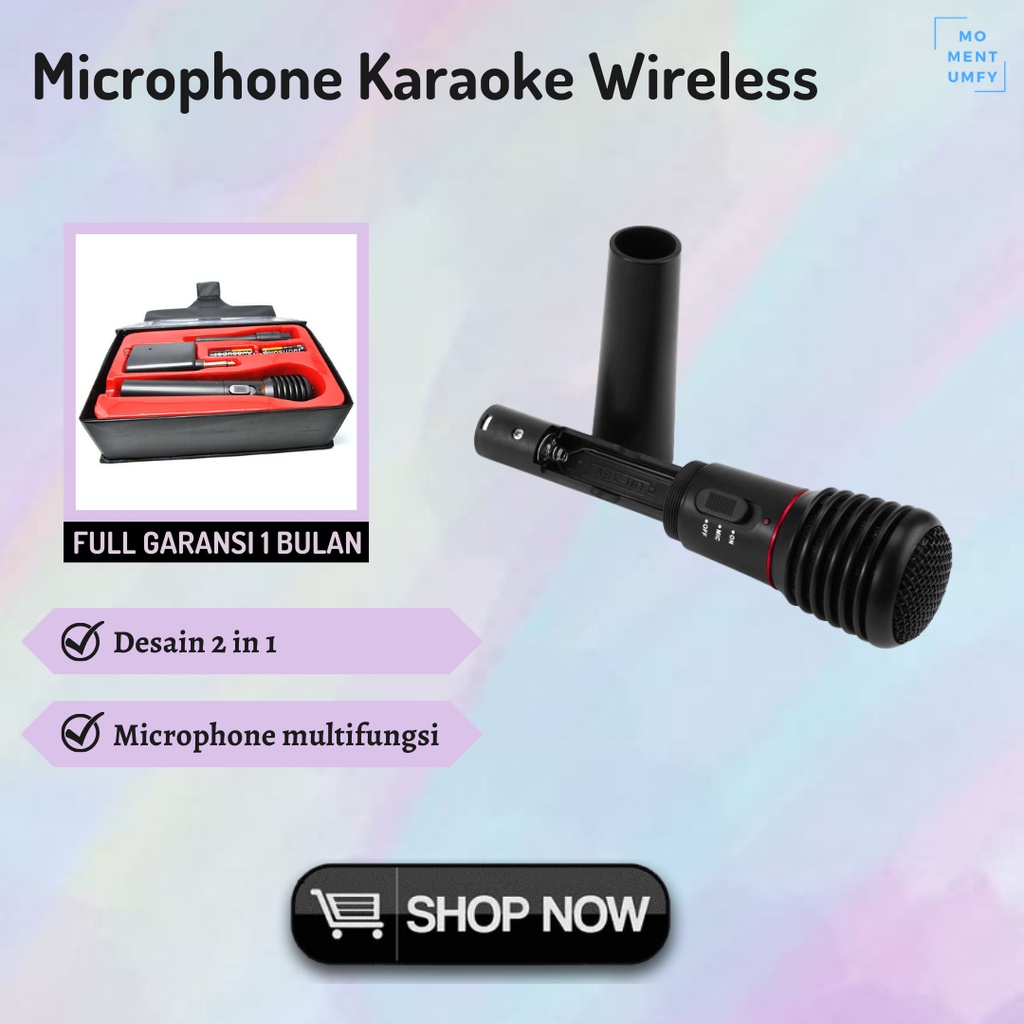 Microphone Mic Mik Mikrofon Karaoke Karoke Nyanyi Tiktok Portable Wireless Tanpa Kabel Murah Jernih 