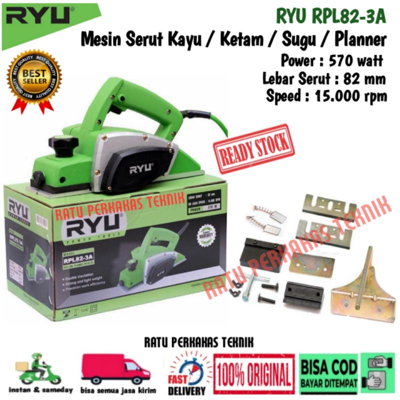 MESIN SERUT KAYU RYU RPL 82-3 A RPL82-3A KETAM PLANNER KAYU RYU TEKIRO PLANER PLENER