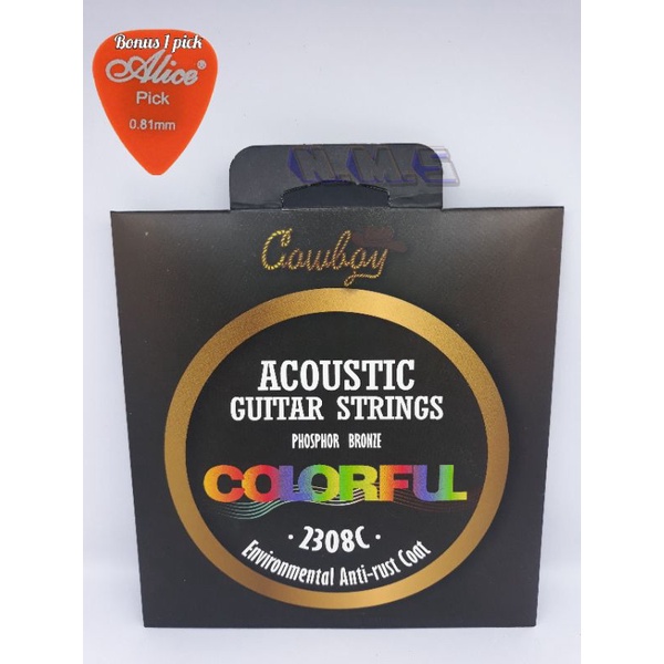 Cowboy Senar Gitar Penuh Warna Ukuran 0.10 0.25mm Kualitas Import