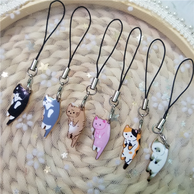 Tali Lanyard Motif Kucing Lucu Untuk Gantungan Kunci / Handphone