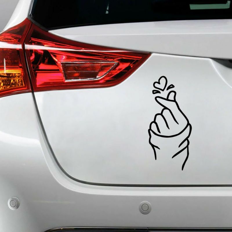 Sticker Mobil Cutting Vinyl BTS Finger Heart Love Stiker Kaca Dan Body Mobil