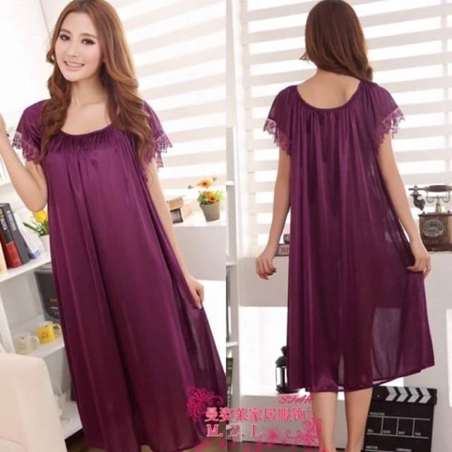 Sexy Lingerie Silk Satin Daster Tidur