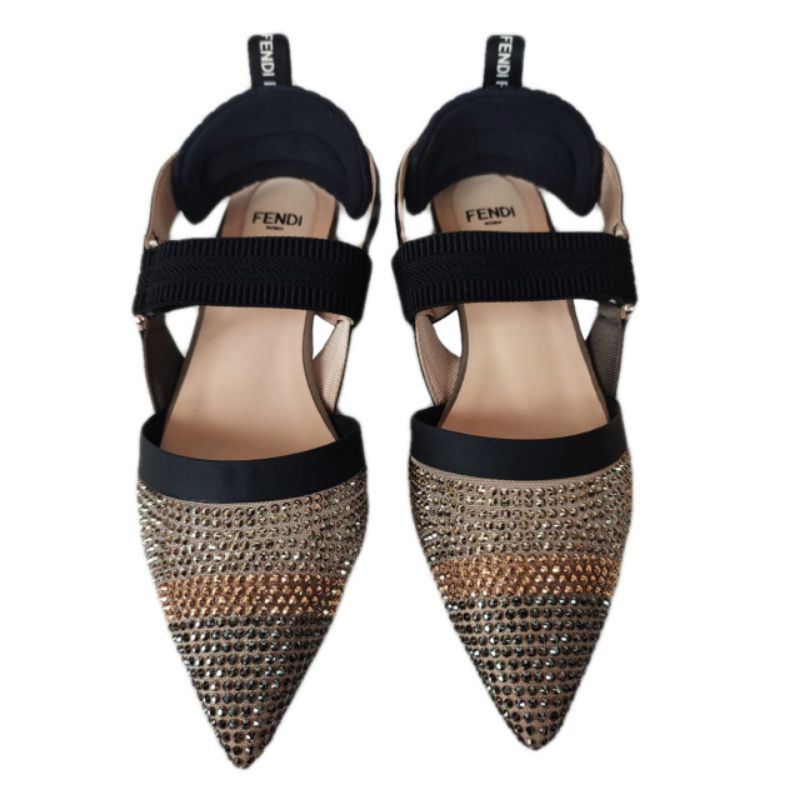 Fendi Shoes Calibri Sling Back Flat Swarovski Original