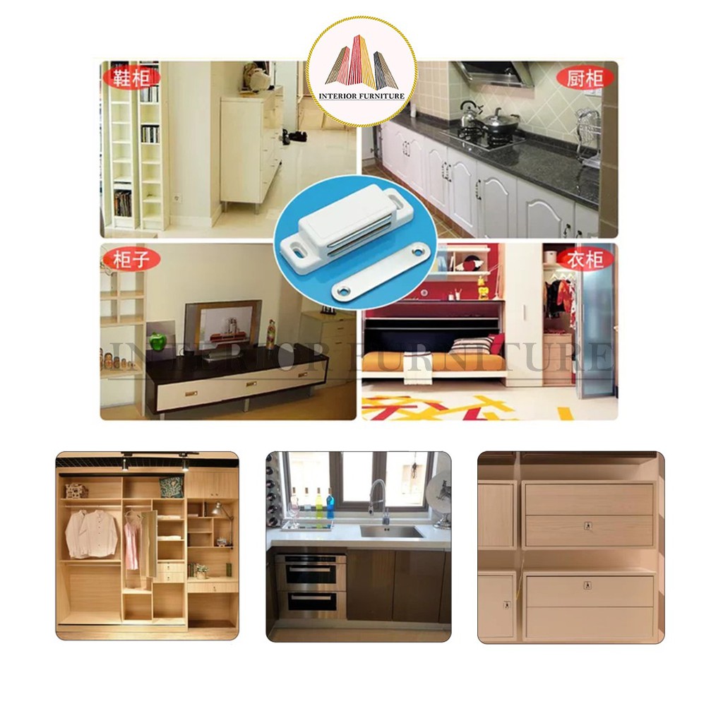 Magnet Pintu Lemari Laci Kotak Coklat Putih Besi / Magnet Pintu Kayu Isi 1 Pcs...